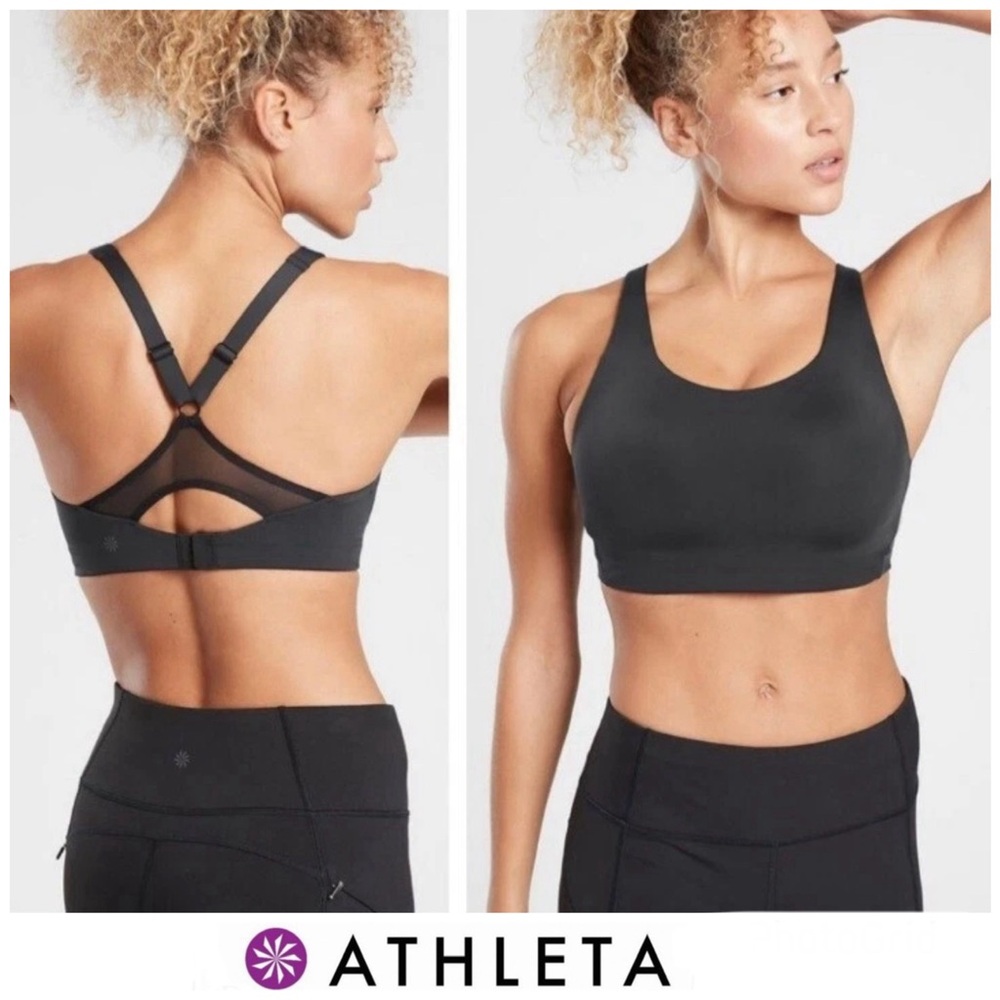 ATHLETA Black Advance Sport High Impact Cardio Running Training Yoga Bra Sz 34 F